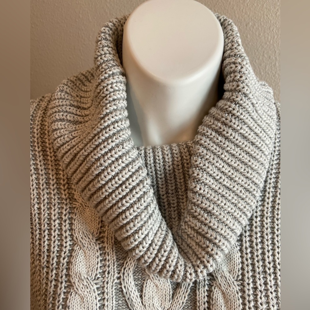 Bobi Black~NWT~Cozy Cotton Turtleneck~Waist Cropped Sweater~Ivory/Gray~Size M - Picture 11 of 16